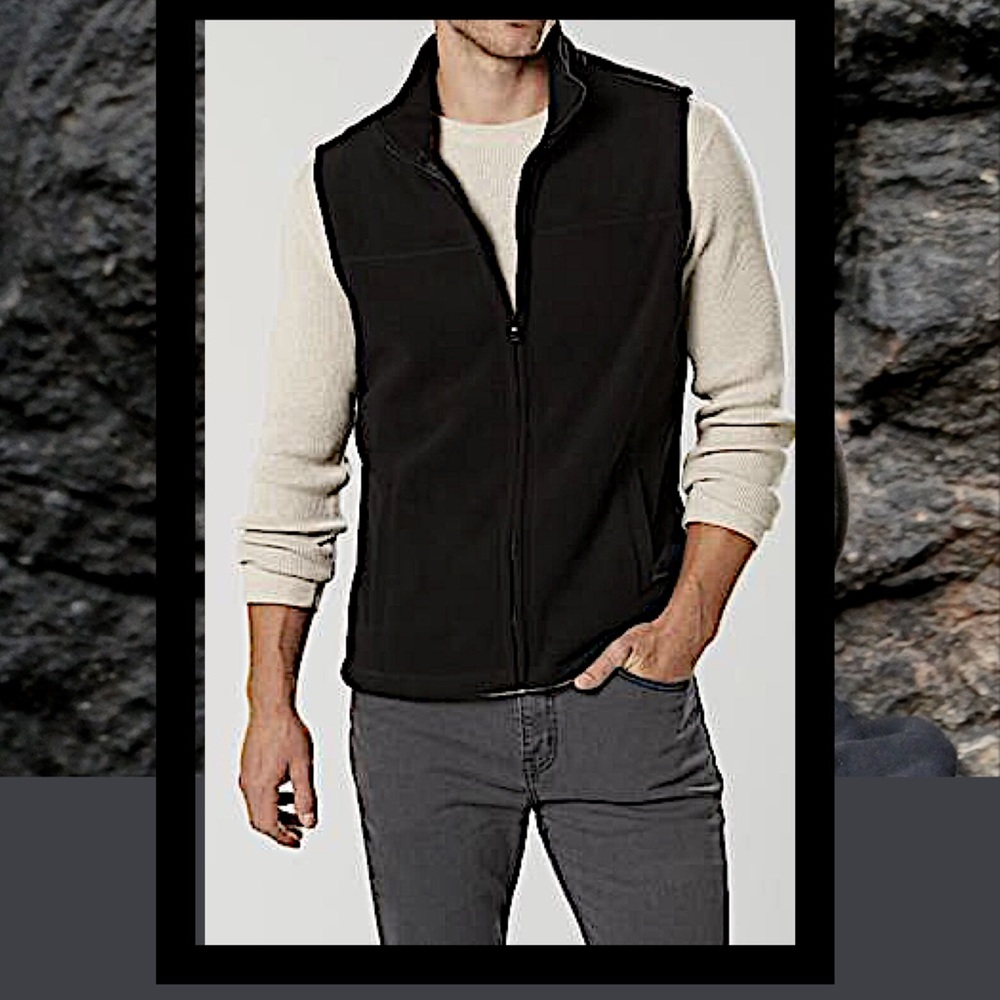 Black Fleece Pocket Zipper Basic Editions Vest - Picture 5 of 5
